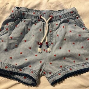 Matilda Jane Cameron Chambray Soft Denim Shorts Red Polka Dot Girl’s Size 6